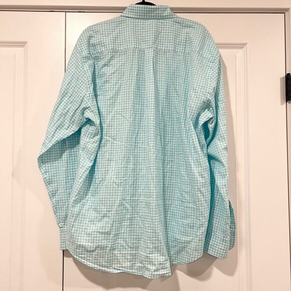 Peter Millar Men's Teal and Blue Checkered Long‎ Sleeve Dress Shirt Sz XL - Picture 6 of 11
